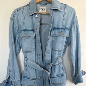 Zara Belted Jean Jacket/Denim Dress